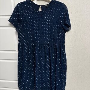 Madewell Navy Blue Polka Dot Dress